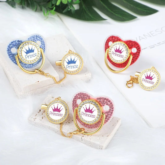 Princess babysmokk med klips ��� BPA-fri Bling-dummy for jenter