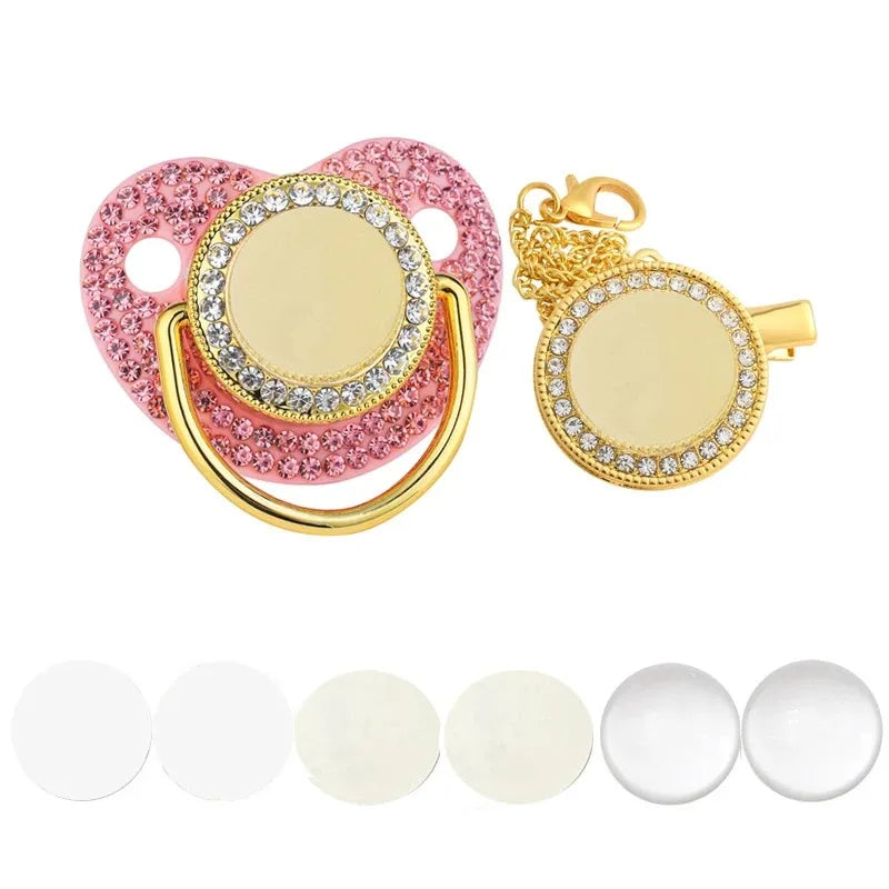 Sucette et attache-tétine en strass personnalisées - Conception sûre et sans BPA