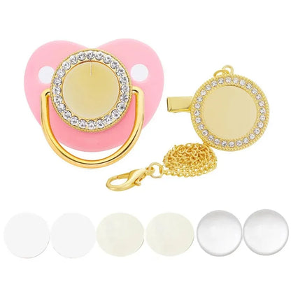 Sucette et attache-tétine en strass personnalisées - Conception sûre et sans BPA
