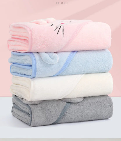 Weiche Baby-Badetuchdecke mit Kapuze und Cartoon-Tiermotiv