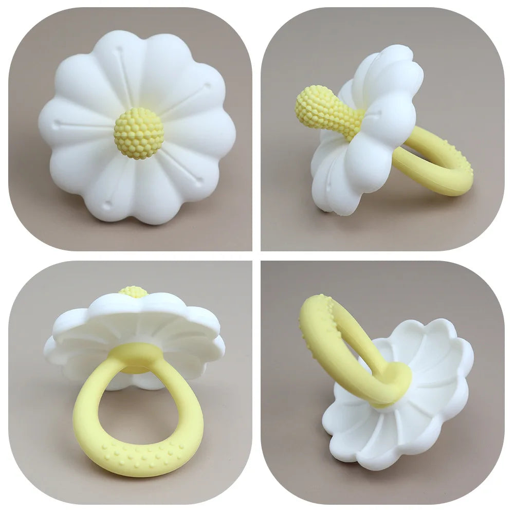 Anneau de dentition en silicone en forme de fleur pour bébé, grande taille, sans BPA, offre spéciale, 2024