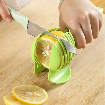 RVS Keuken Handheld Sinaasappel Citroensnijder Tomaten Snijclip Fruitsnijder Uiensnijder KeukenItem Snijder Accessoire