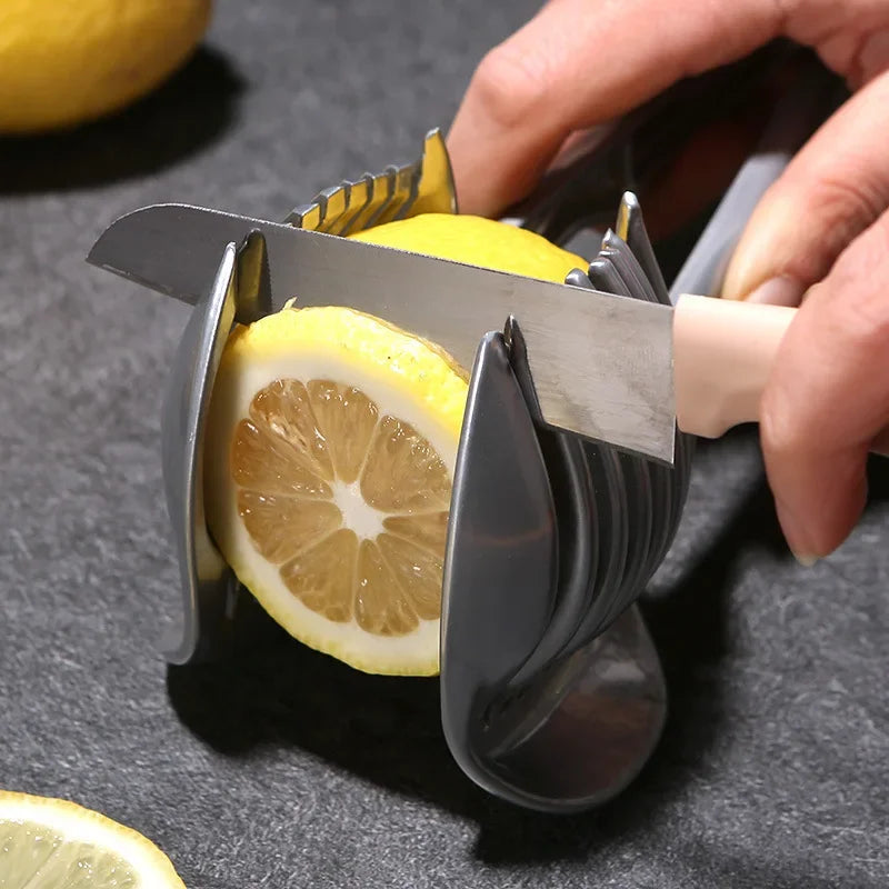 RVS Keuken Handheld Sinaasappel Citroensnijder Tomaten Snijclip Fruitsnijder Uiensnijder KeukenItem Snijder Accessoire