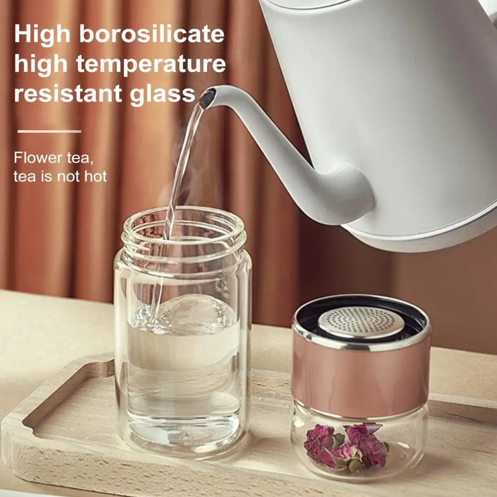 Dobbelvegg teinfuserflaske Borosilikatglass 280-500ml