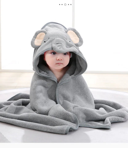 Weiche Baby-Badetuchdecke mit Kapuze und Cartoon-Tiermotiv