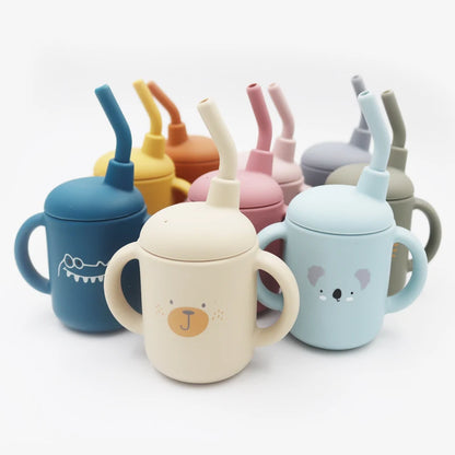 Ny tegneserie 120 ML Baby Silikon Sippy Cup BPA-fri bærbar oppbevaring Snack Container Mate Cup Lekkasikker treningskopp