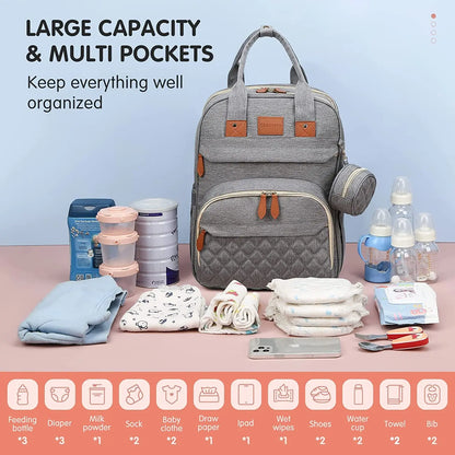 Foldable Diaper Bag Backpack with Crib & USB | Travel Ready
